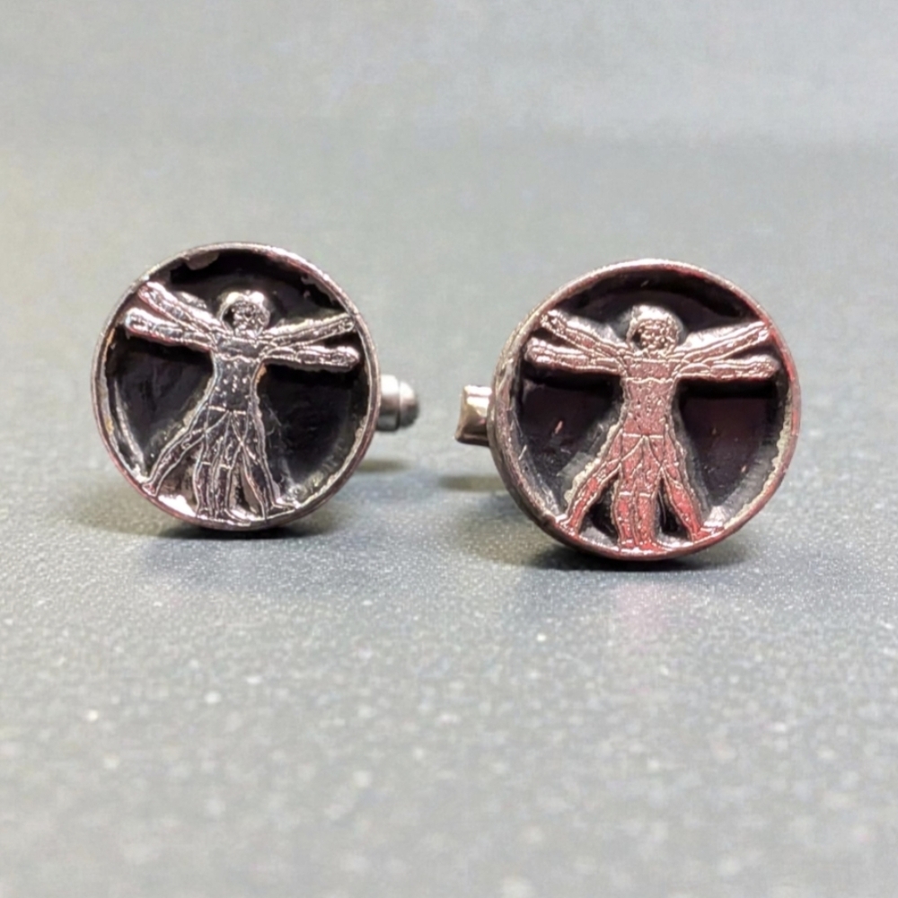 Men's Leonardo Da Vinci "Vitruvian Man" Silver-Toned Cufflinks